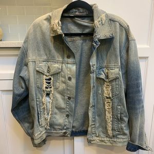 CARMAR distressed denim jacket.